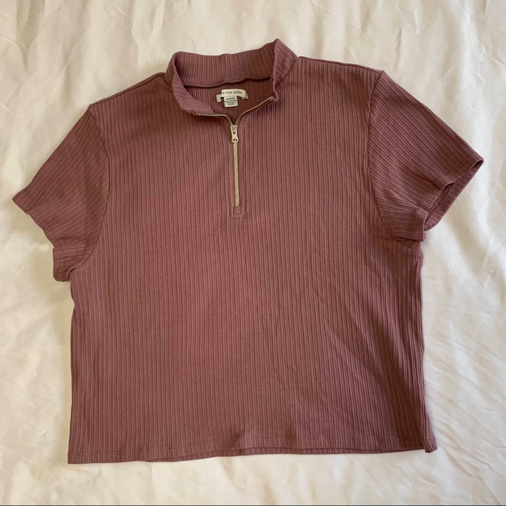 AE quarter zip crop top